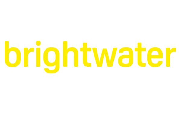 brightwater company logo in yellow